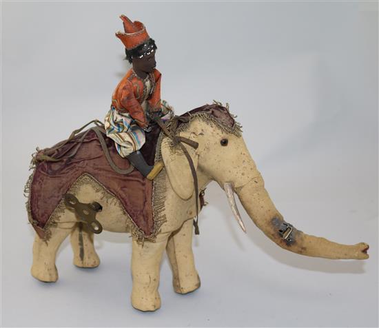A 19th century French elephant and rider automaton, H.11.5in. L.14in. movement inoperative